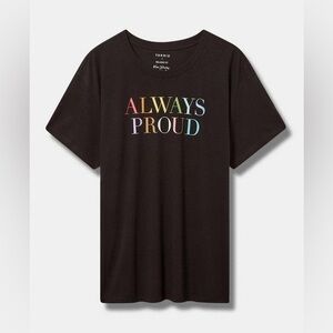 Torrid 1X ALWAYS PROUD Black Pride T-Shirt NWT